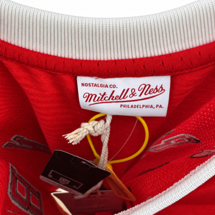 Dennis Rodman Bulls 1997-98 Finals jersey fabric, label and stitching detail