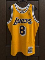 Kobe Bryant Lakers 1996–97 gold jersey front, actual size L sample