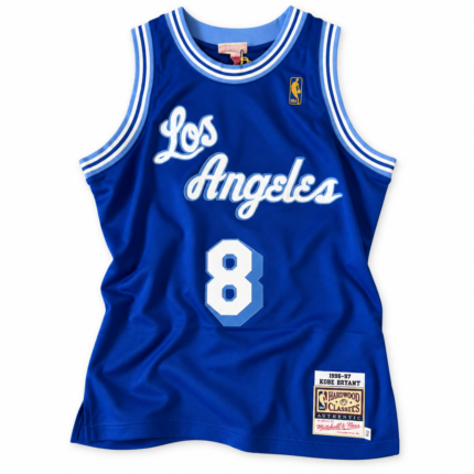 Kobe Bryant Los Angeles Lakers 1996–97 royal blue jersey front on white background