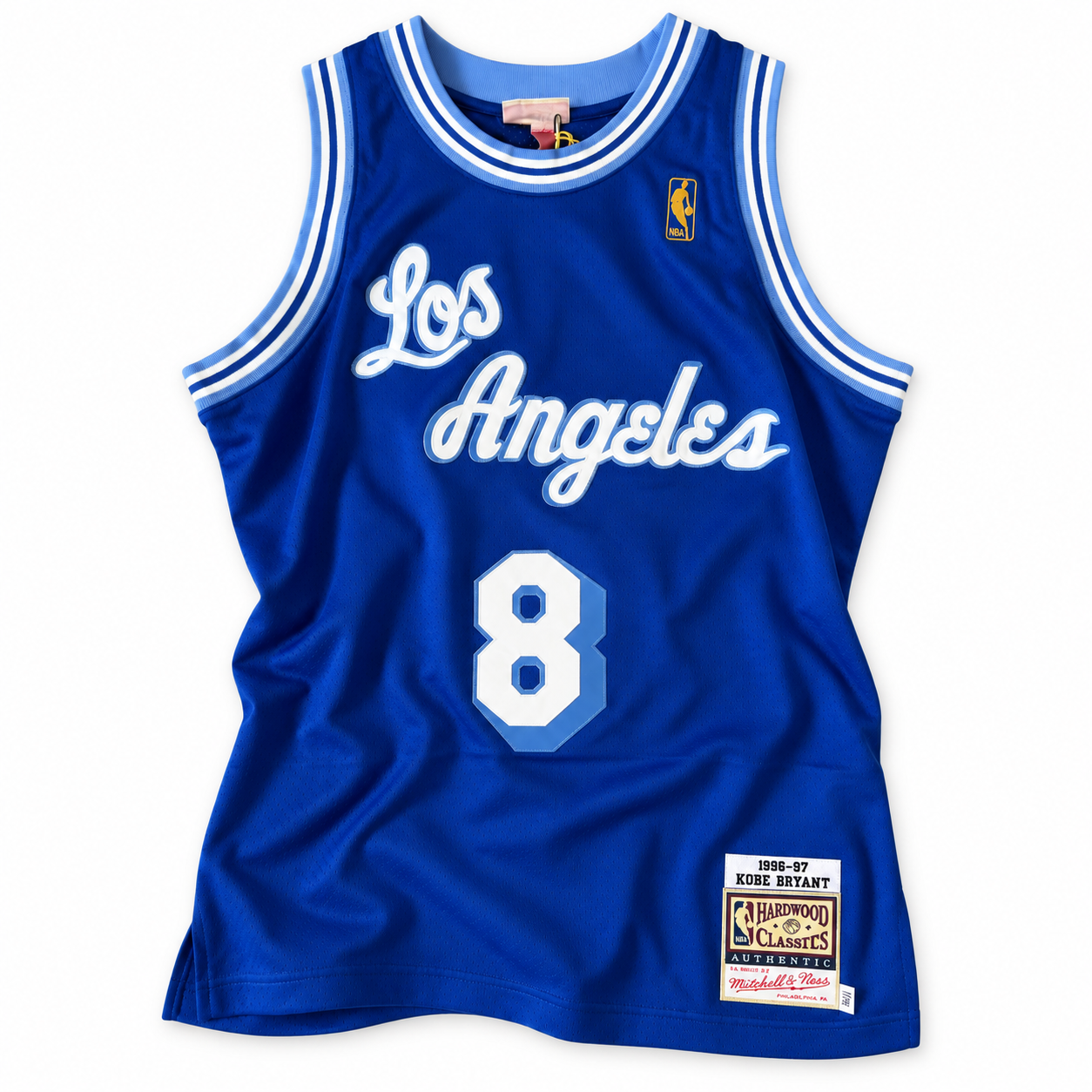 kobe-bryant-lakers-1996-97-royal-blue--main-white Kobe Bryant Los Angeles Lakers 1996–97 royal blue jersey front on white background
