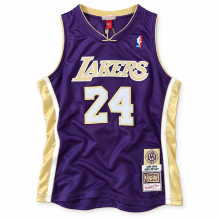 Kobe Bryant Los Angeles Lakers Hall of Fame purple jersey front on white background