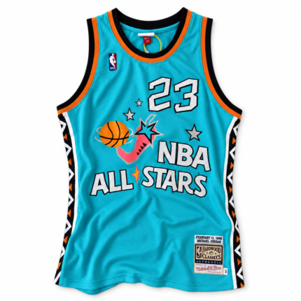 Michael Jordan NBA All-Star Game 1996 NBA All-Star Game teal jersey front on white background