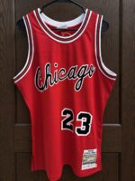Michael Jordan Bulls 1984–85 rookie red jersey, actual size L sample photo