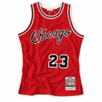 Michael Jordan Chicago Bulls 1984–85 rookie season red jersey front on white background