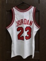 Michael Jordan Bulls 1984–85 rookie white jersey, actual size L sample photo