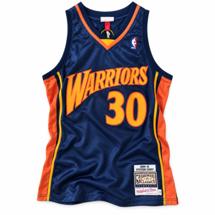 Stephen Curry Golden State Warriors 2009–10 rookie season navy blue jersey front on white background