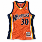 Stephen Curry Golden State Warriors 2009–10 rookie season orange jersey front on white background